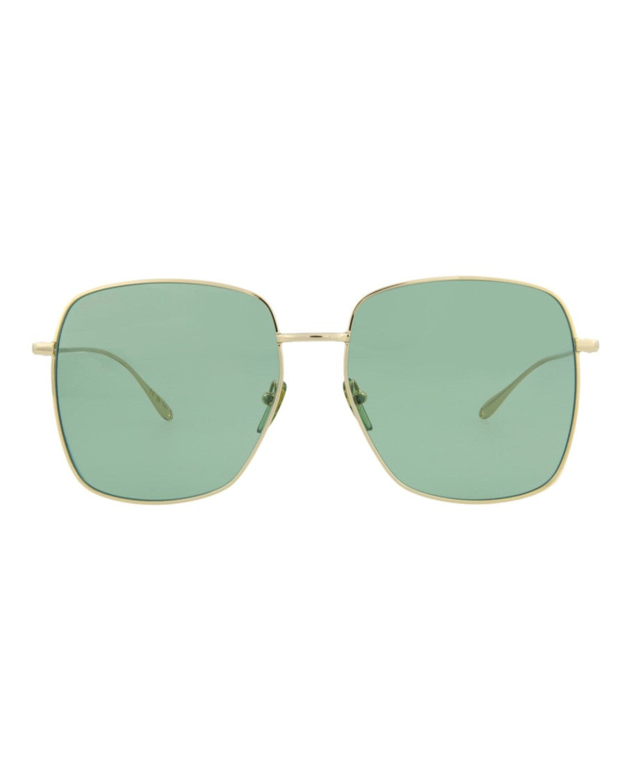 Gucci Square-Frame Metal Sunglasses With Adjustable Nose Pads