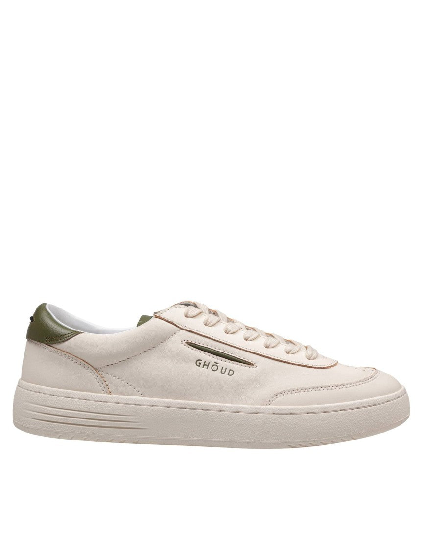 Ghoud Ivory And Green Leather Lido Sneakers