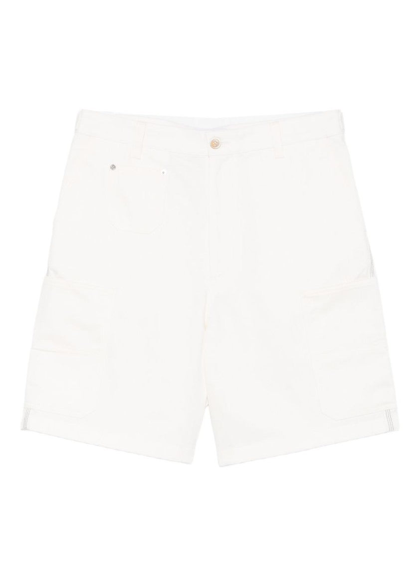 Givenchy White Bermuda Denim Herringbone Cargo Shorts