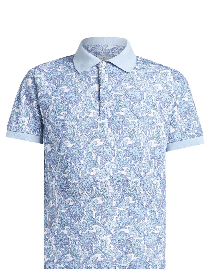 Etro Cotton Floral Paisley Print Polo Shirt