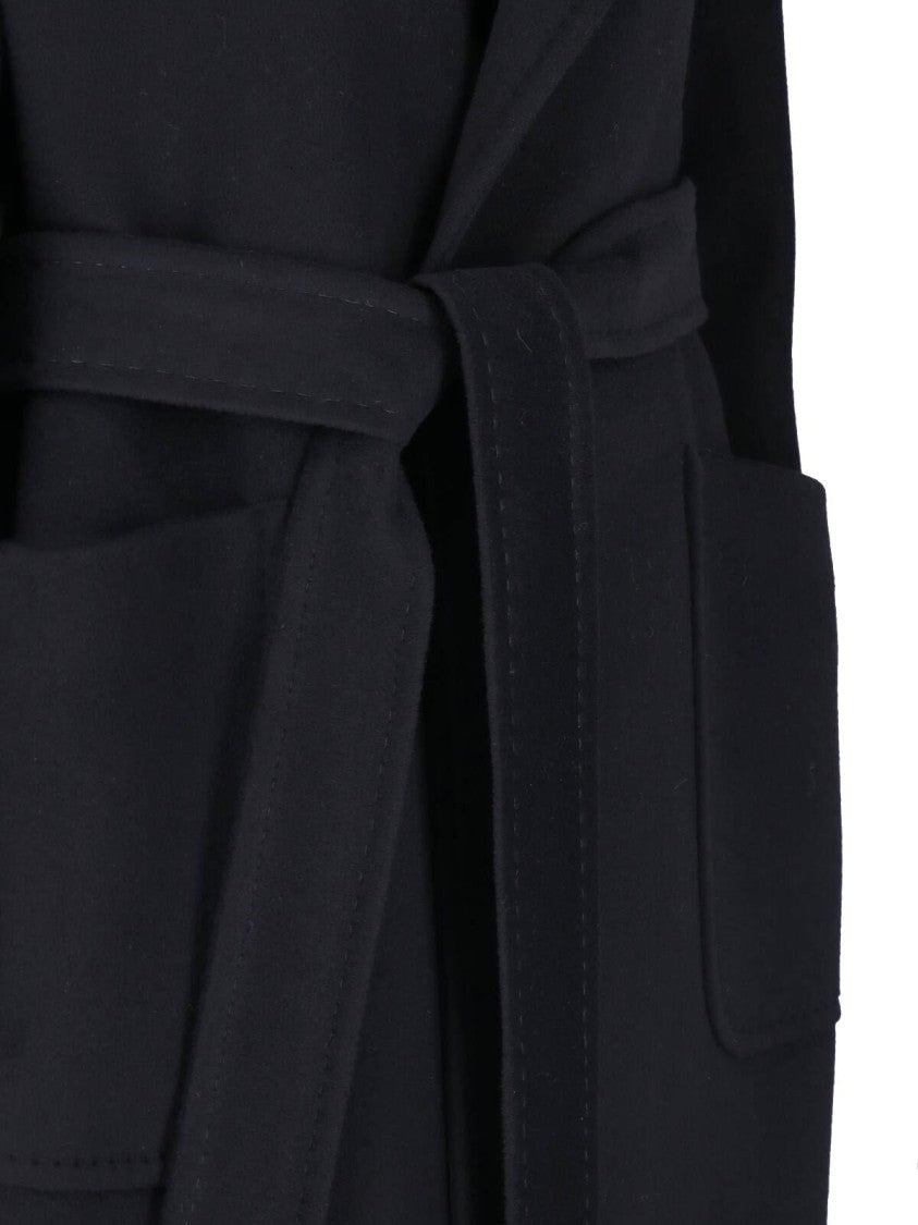Tagliatore Black Charlize Cashmere Belted Long Coat