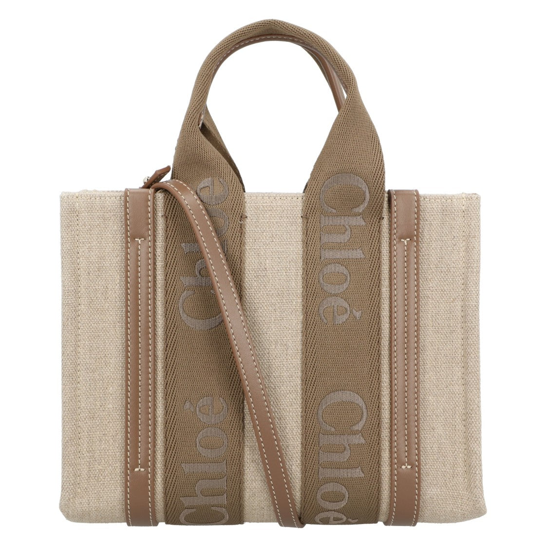 Chloé Small Woody Tote Bag In Linen