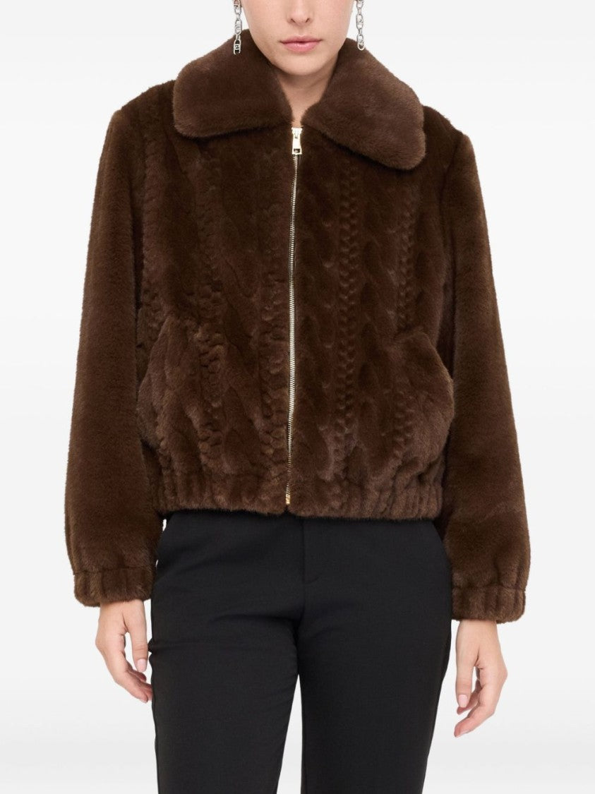 Liu Jo Cropped Chocolate Brown Faux Fur Coat