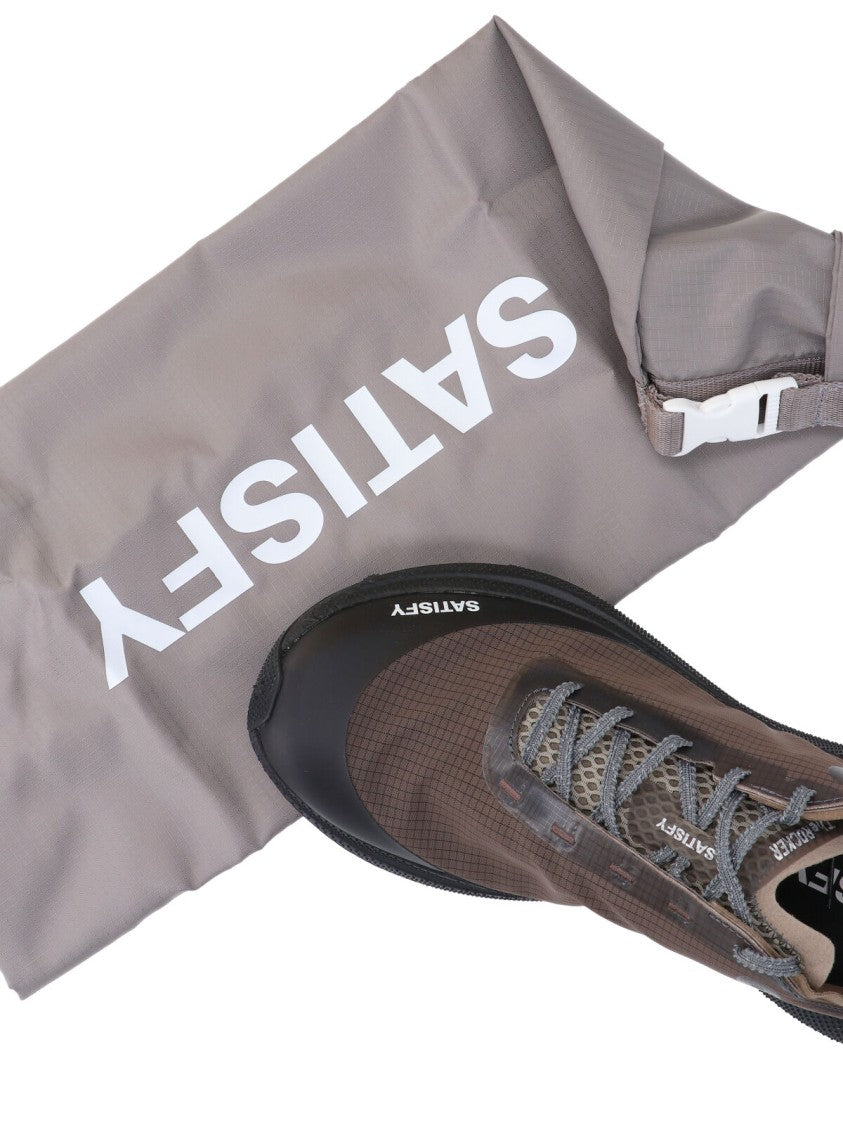 Satisfy Gray Streamlined Fabric Low-Top Sneakers