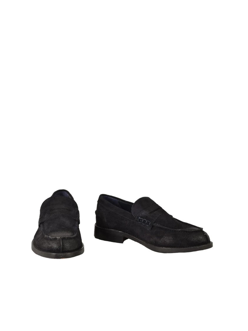 Wow Made In Italy Blue Classic Slip-On Leather Loafers
