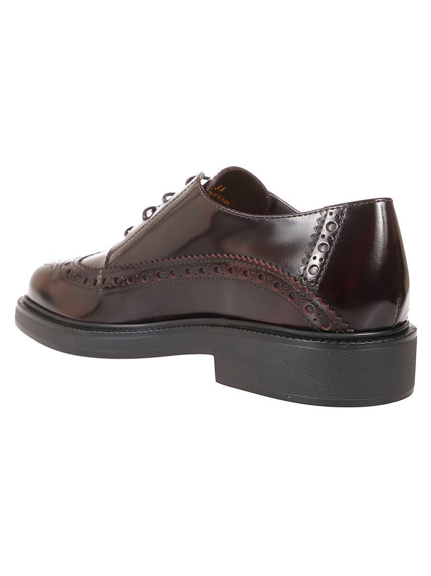 Tod's Brogue Leather Lace-Up Shoes With Polished Finish
