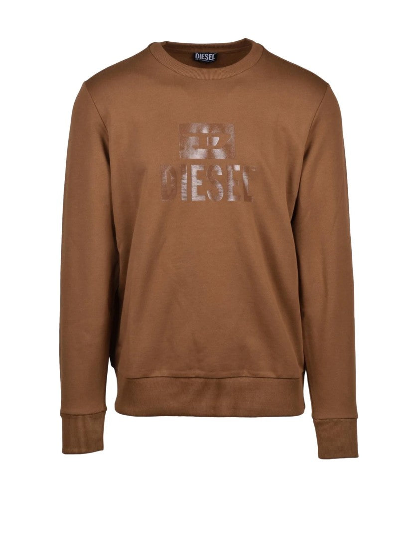 Diesel Brown Cotton Crewneck Sweatshirt