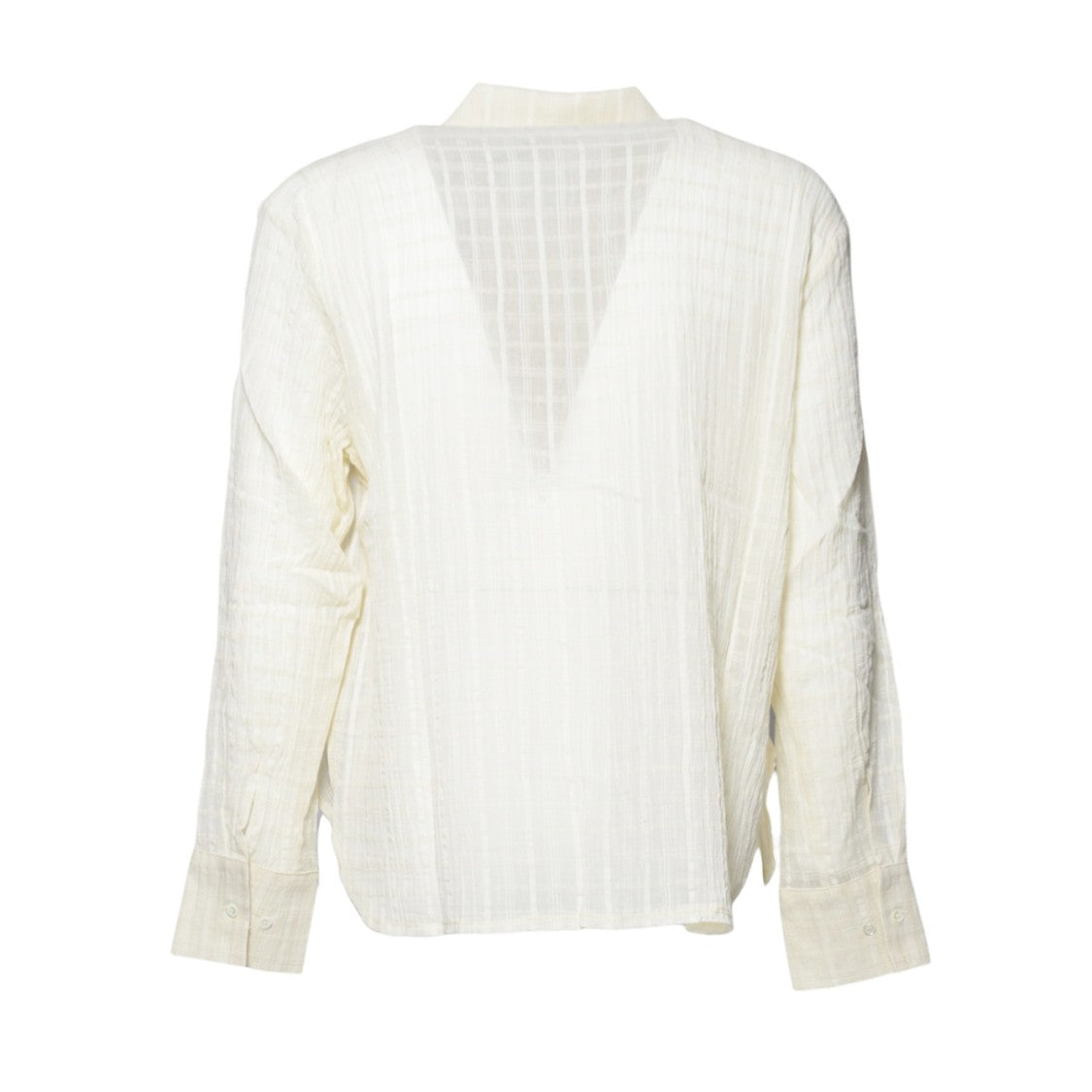 Séfr Beige Semi-Sheer Button-Down Shirt With Unique V-Back Design