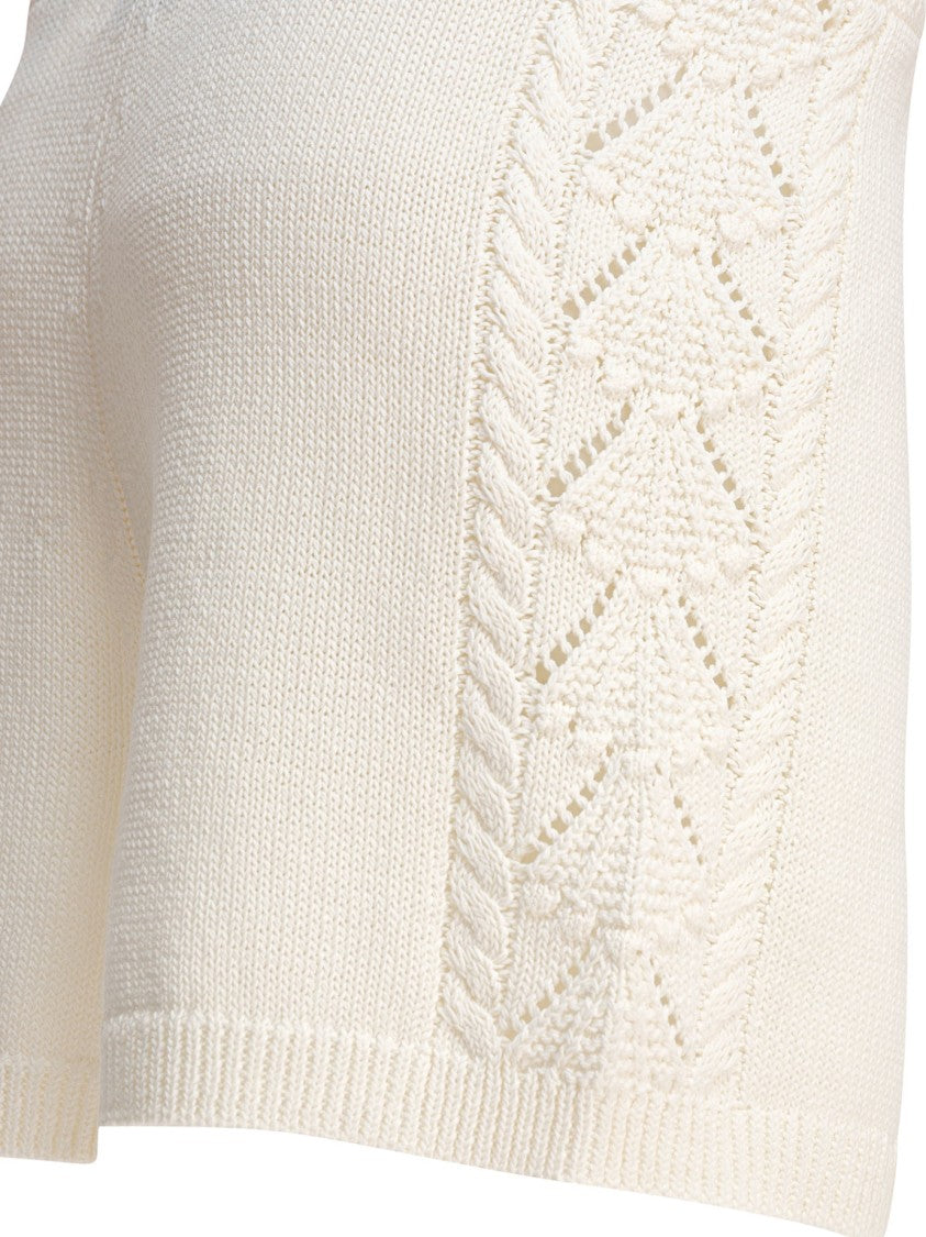 Loulou De Saison Textured White Knitted Shorts