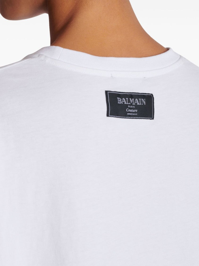 Balmain White Black Kiss Print Cotton Top