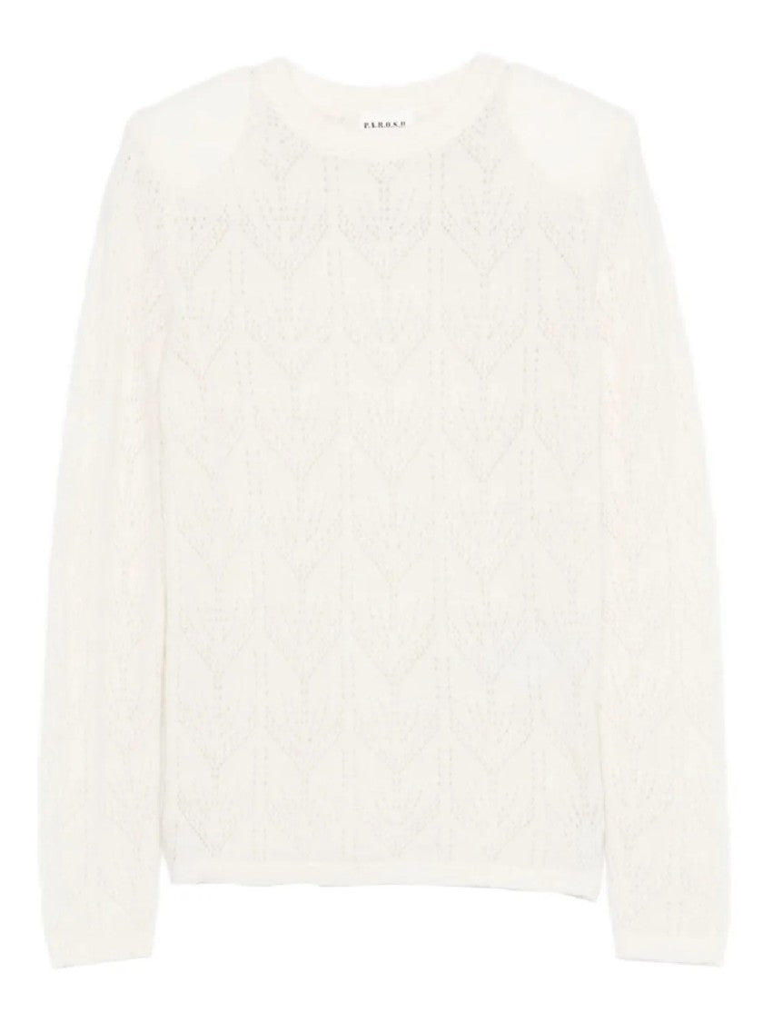 P.A.R.O.S.H. Delicate Knit Sweater With Leaf-Like Openwork Pattern