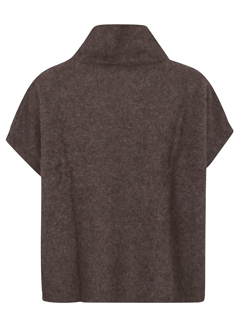 Parosh High-Neck Raccoon Sweater With Relaxed Fit And Ribbed Trim