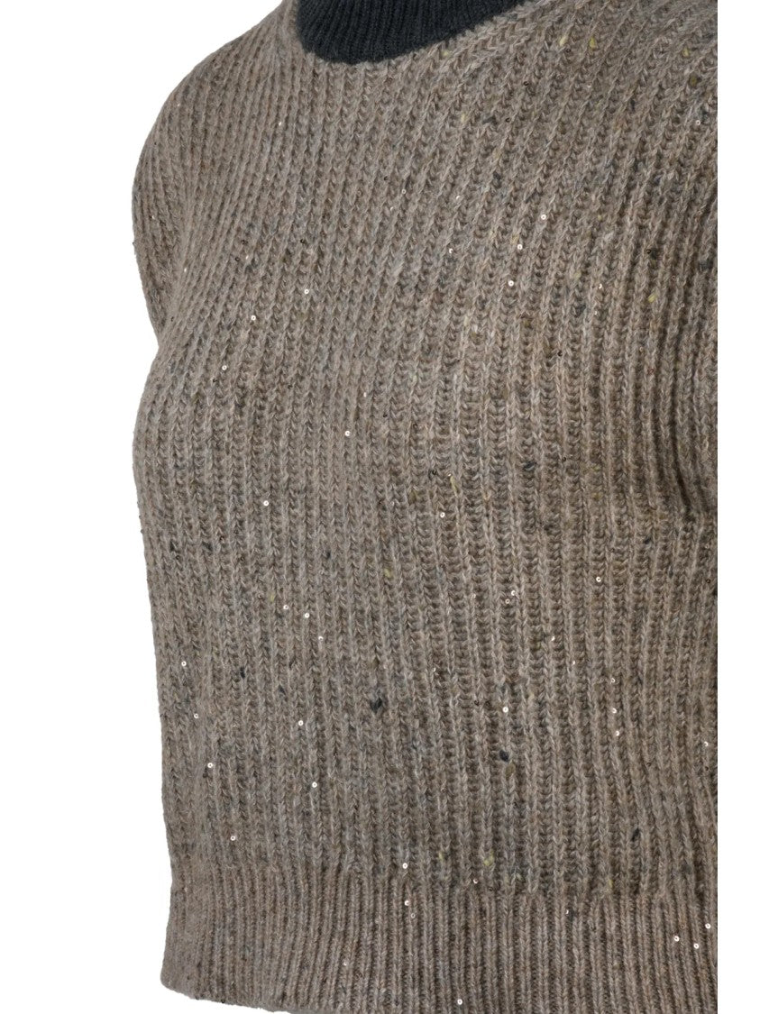 Brunello Cucinelli Beige Wool-Blend Ribbed Vest