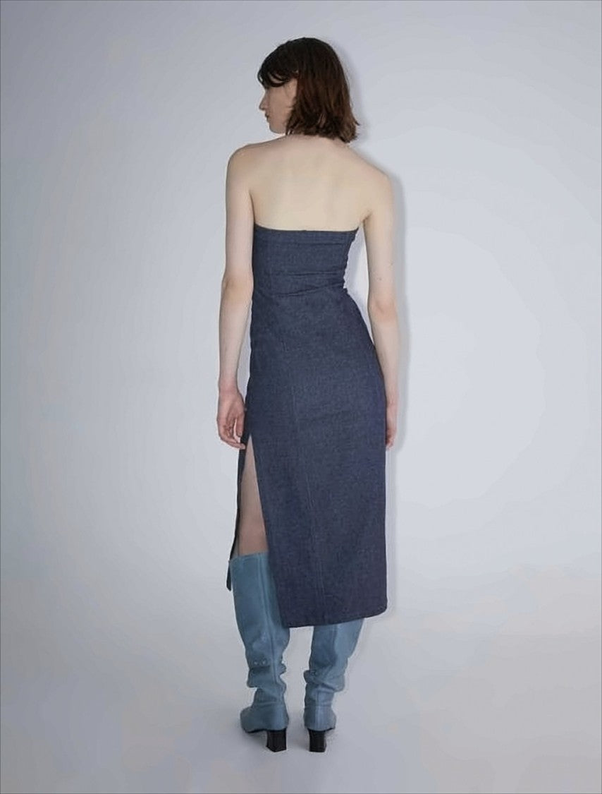 Paloma Wool Fitted Midi Dress With Square Neckline And Side Slit