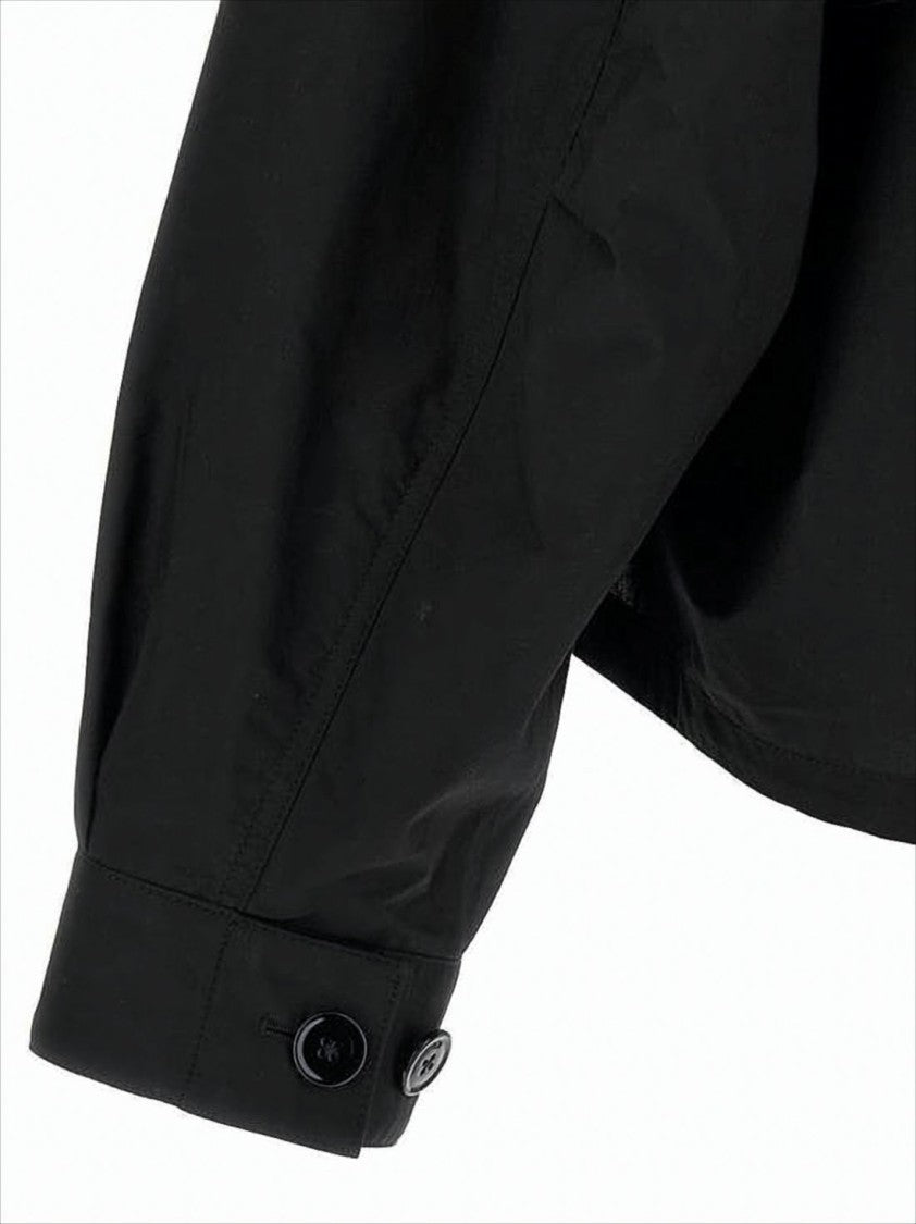 Lemaire Cropped Black Jacket With High Collar