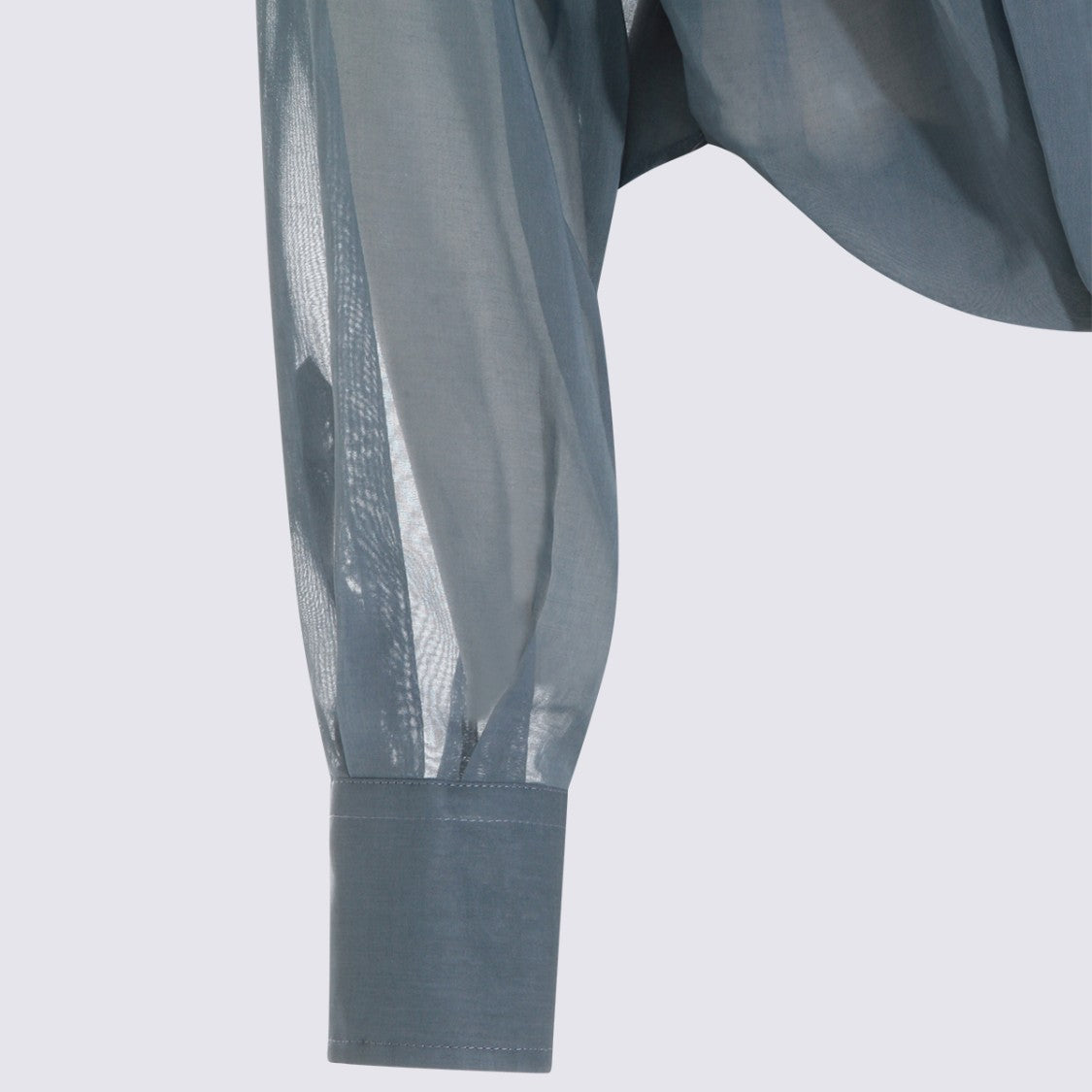 Brunello Cucinelli Sheer Translucent Grey Shirt With Classic Collar