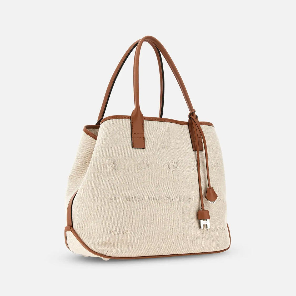 Hogan Spacious Chari Shopping Bag In Address Media Tessuto