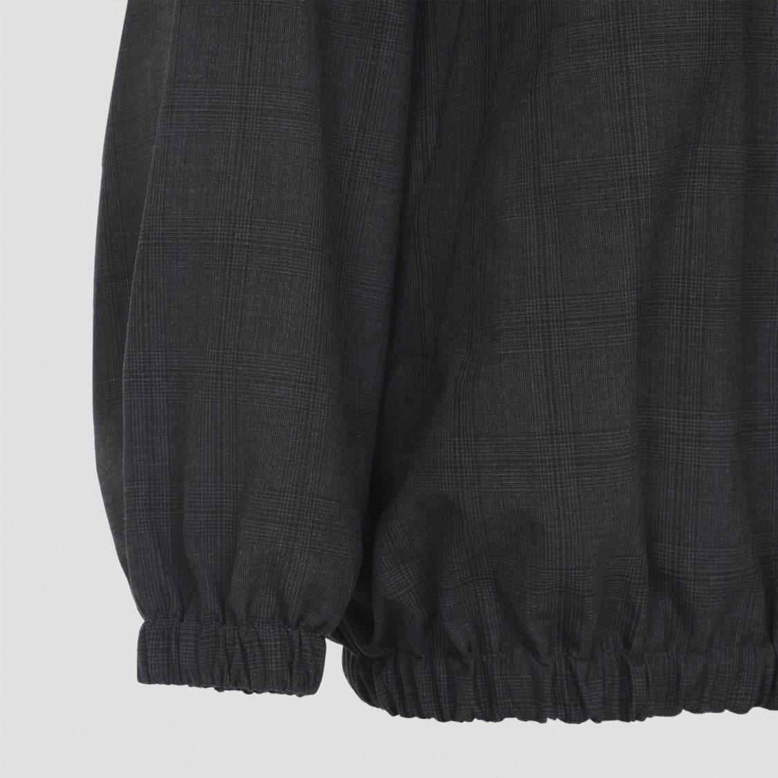 The Frankie Shop Dark Grey Virgin Wool Baxter Plaid Track Jacket