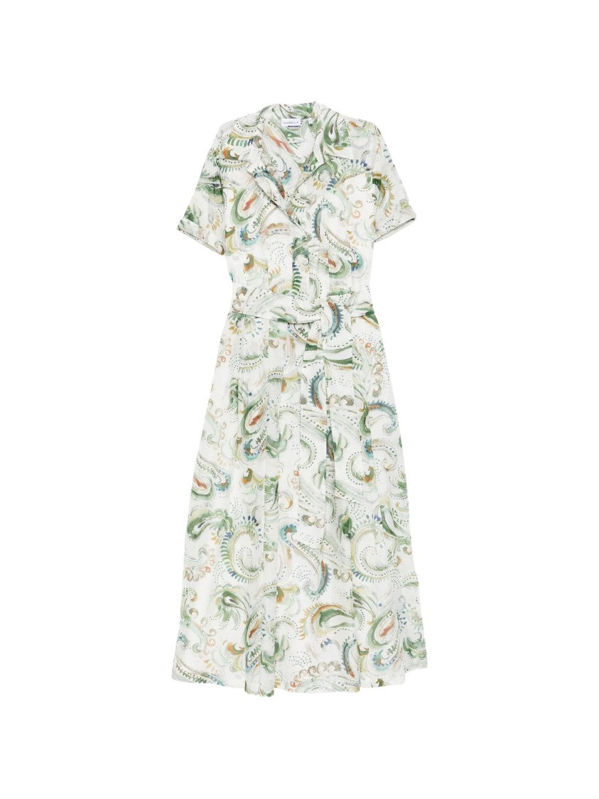 Marella Neutral Mllgalli Midi Cotton Silk Dress