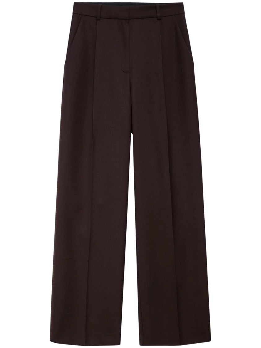 Anine Bing High-Waisted Wide-Leg Trousers With Front Pleats