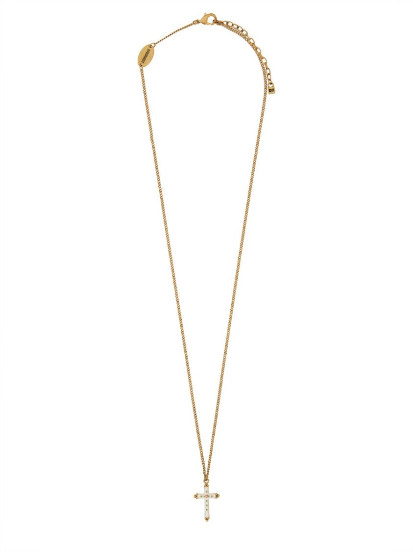 Dsquared2 Vintage Cross Necklace With Polished Finish And Adjustable Chain