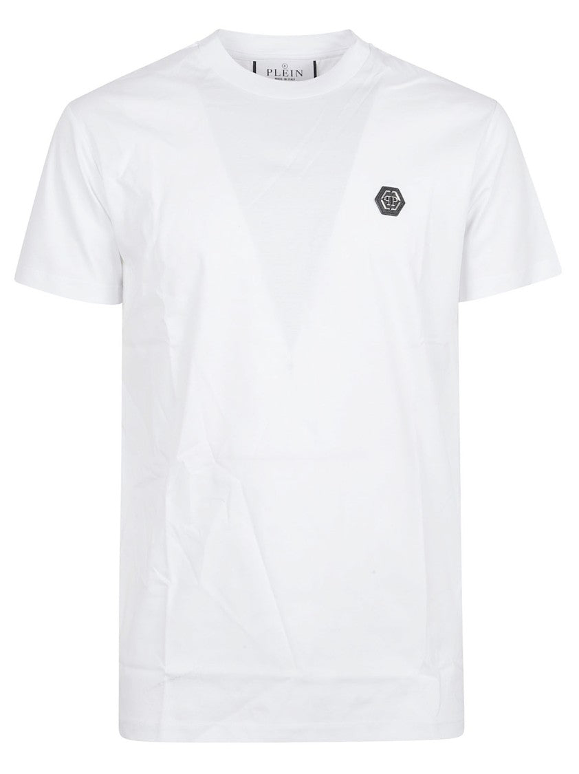 Philipp Plein Short-Sleeve White T-Shirt With Monogram Embroidery