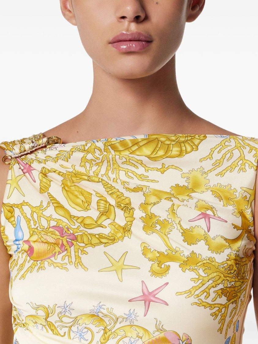 Versace Ivory Yellow Floral Mini Dress