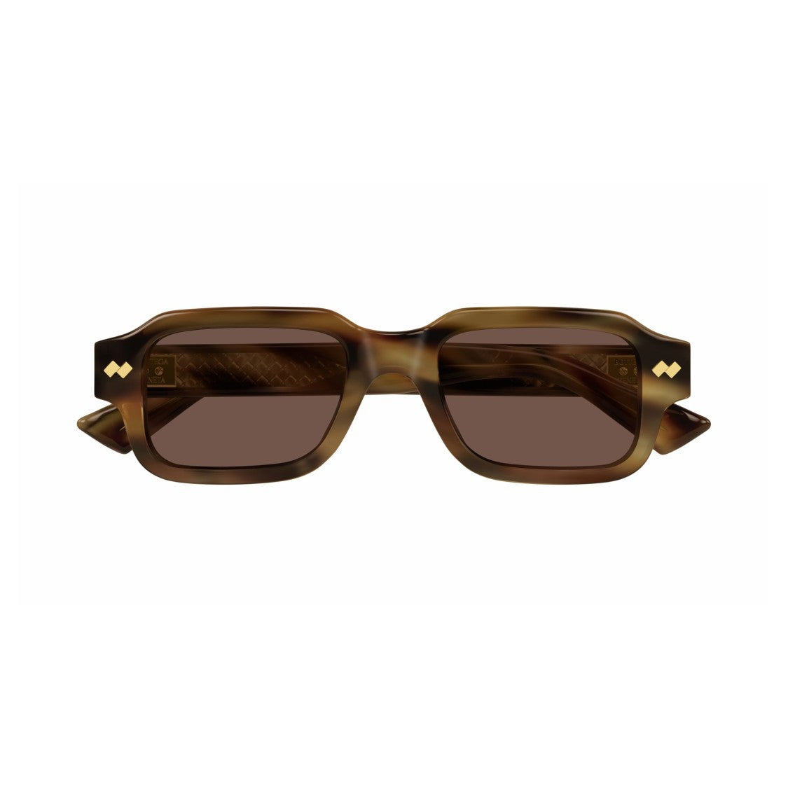 Bottega Veneta Bv1442s Bold Rectangular Tortoiseshell Sunglasses