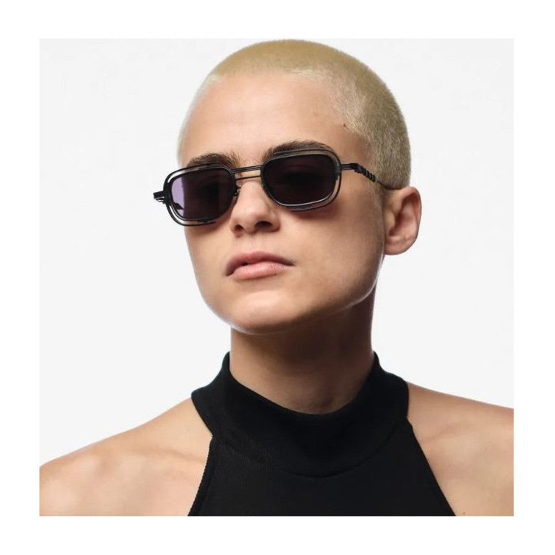 Capote Eyewear 226Ac Rectangular Elongated Double-Structure Titanium Sunglasses