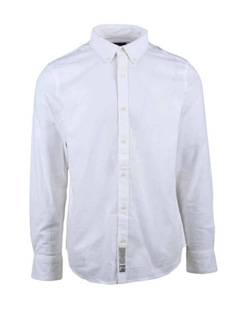 La Martina White Cotton Linen Shirt