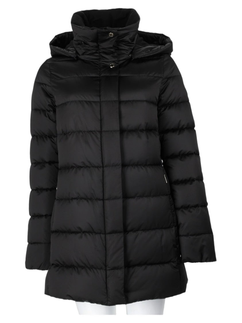 Moorer Black Quilted High-Collar Polyester-Blend Down Coat