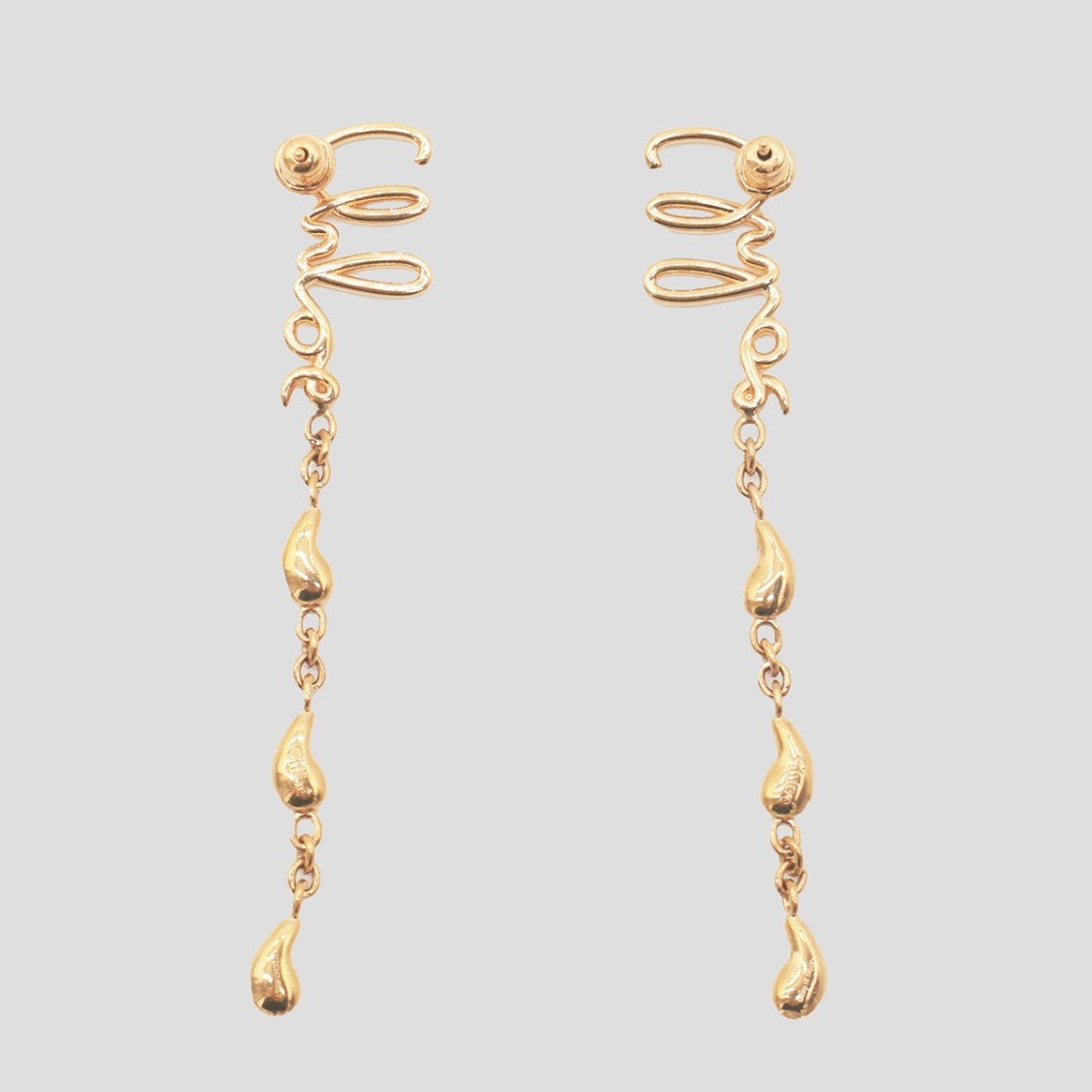 Chloé Gold-Tone Earrings With Unique Spiral Design And Teardrop Pendants