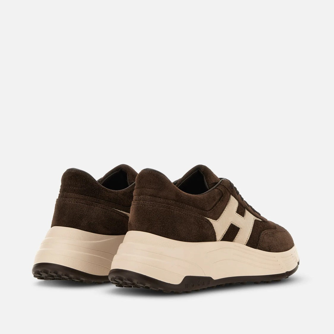 Hogan Dark Brown Suede Chunky-Sole Sneakers