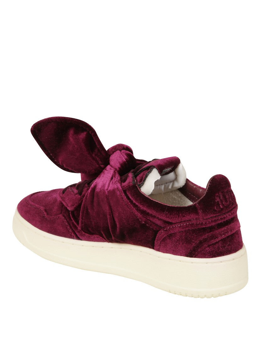 Autry Bordeaux Sneakers With Velcro Strap And Off-White Sole