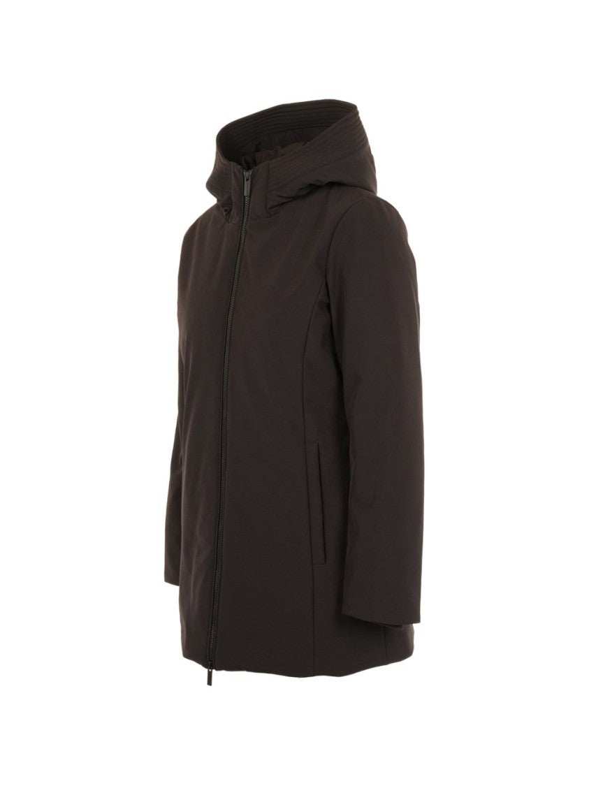 Woolrich Matte Finish Structured Hood Minimalist Coat