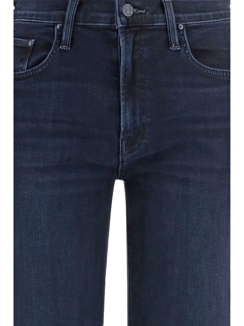 Mother Dark Denim Washed Stretch Cotton-Blend Jeans