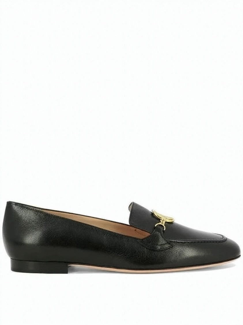 Bally Polished Black Leather Loafers With Gold-Tone Logo Detail