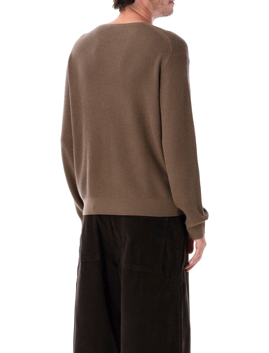 Studio Nicholson Textured Ribbed Knit Round Neck Sweater
