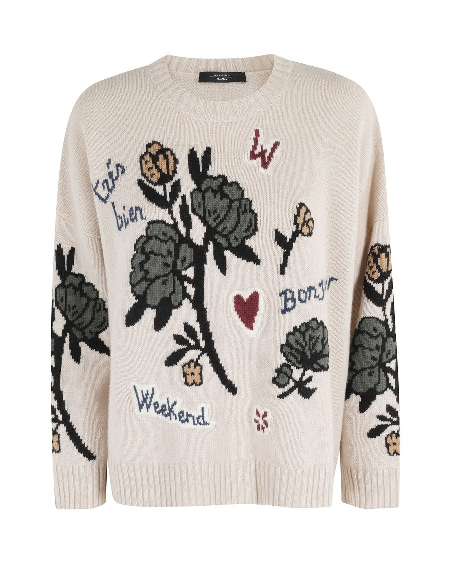 Max Mara Pavid Oversized Sweater In Ecru Wool