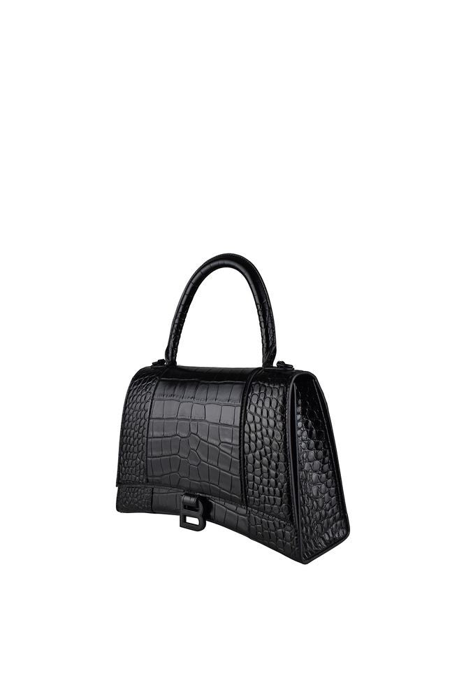 Balenciaga Black Crocodile Leather Hourglass Handbag