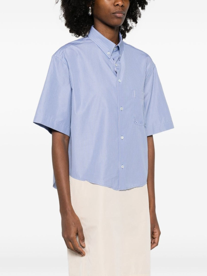 Maison Margiela Boxy-Fit Short-Sleeved Shirt With Vertical Stripes