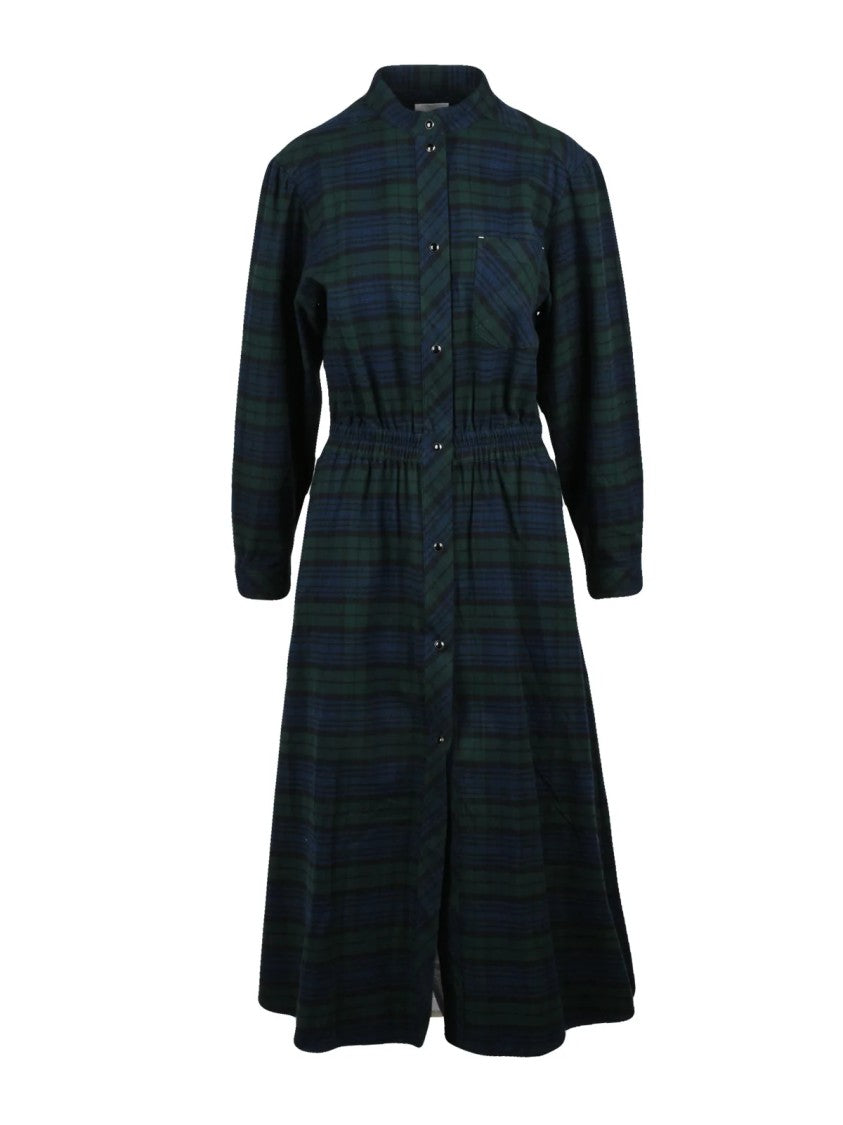 Bellerose Blue Plaid Cotton Flannel Snap Chemise