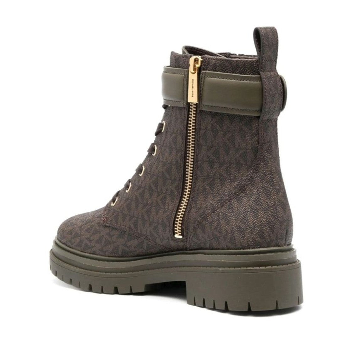 Michael Kors Green Parker Textile Lace-Up Logo Boots