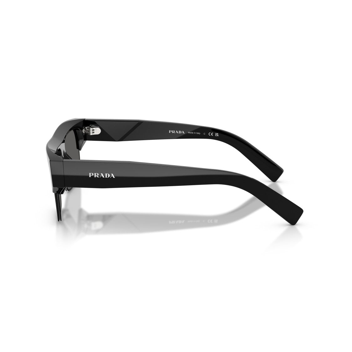 Prada 0Pr D12su Bold Rectangular Black Acetate Sunglasses