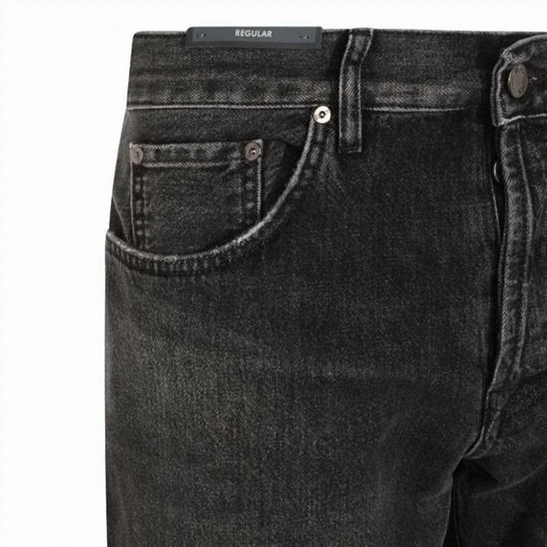 Pt Torino Washed Black Five-Pocket Denim Pants With Classic Fit