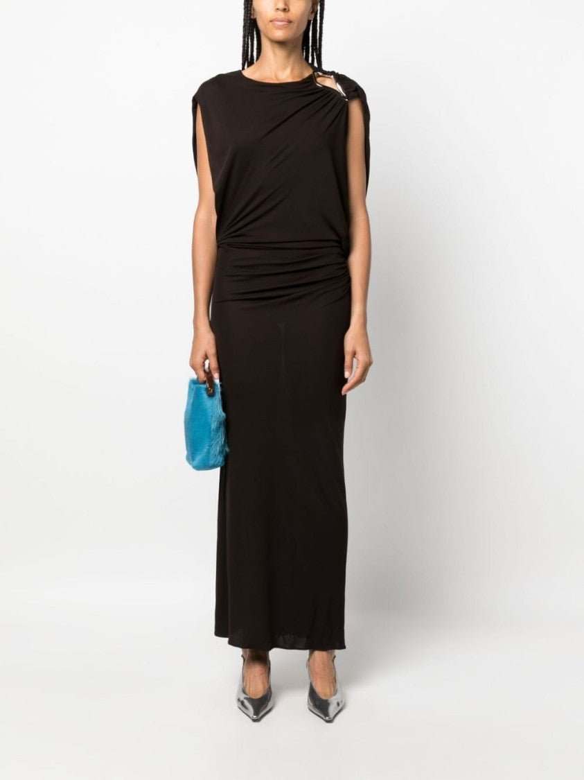 Lanvin Coffee Brown Jersey Maxi Dress