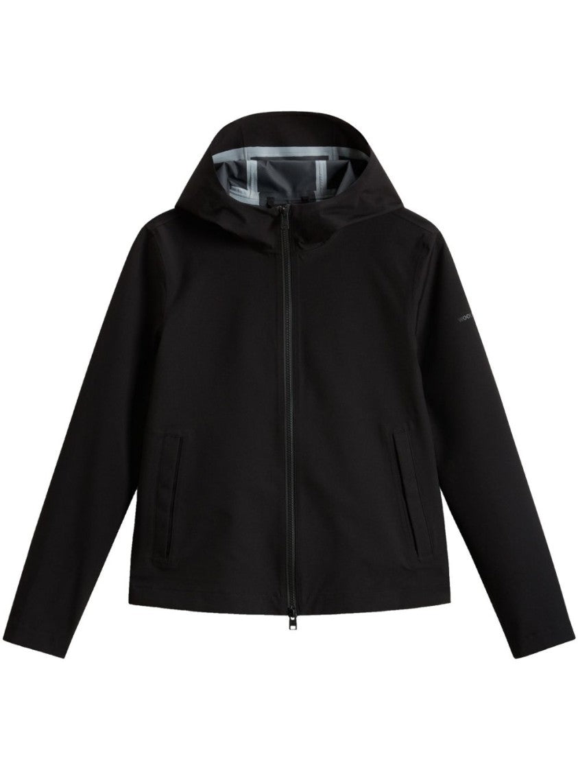 Woolrich Hooded Bomber Jacket With Zip Closure