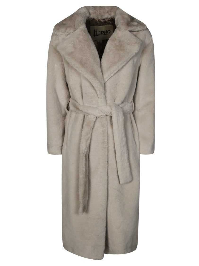 Herno Long Soft Fabric Coat With Minimalist Design
