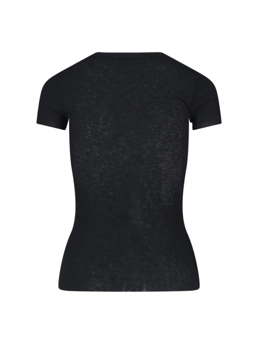 James Perse Black Cotton-Blend Fitted Short-Sleeve T-Shirt