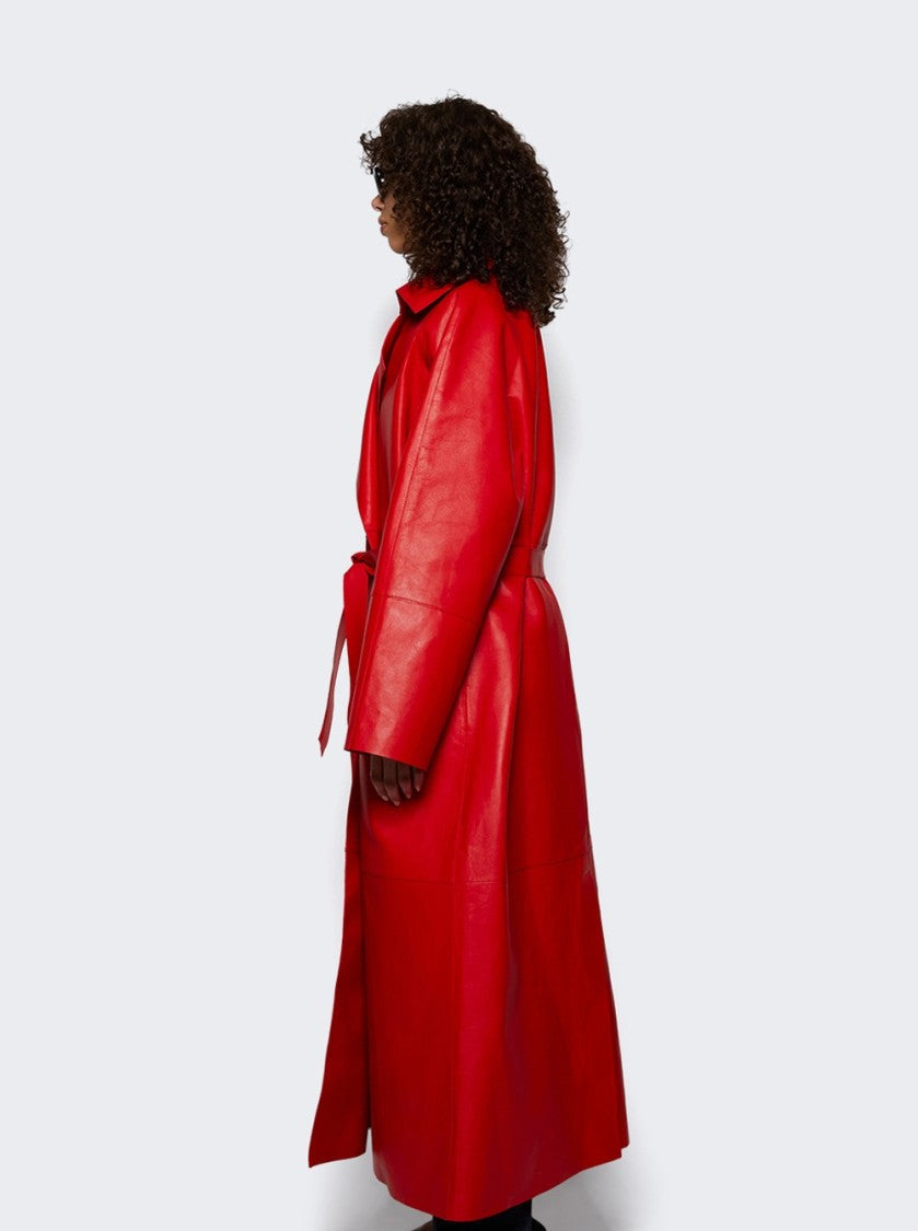 Magda Butrym Long Belted Coat Red